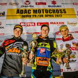 ADAC MX Masters, Jauer, Siegerehrung beim ADAC MX Youngster Cup v.l.n.r.: Tom Koch ( Deutschland / KTM / KTM Sarholz Racing Team ), Richard Sikyna ( Slowakei / KTM / MX Slovakia ) und Zachary Pichon ( Frankreich / Suzuki / Team Suzuki World MX2 )